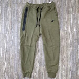 Nike Tech Fleece Pants Joggers Olive Green Black Men's Medium M Zipper Pocket LE